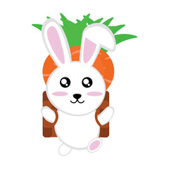 Rabbit with a basket of carrots