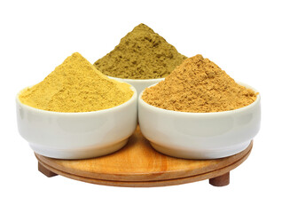 Henna uptan sandalwood powder on ceramic bowl