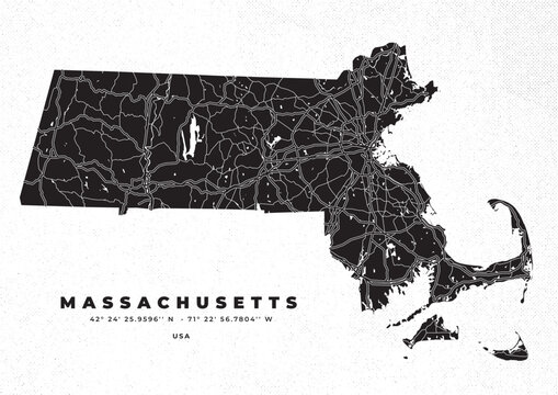 Massachusetts map vector poster and flyer