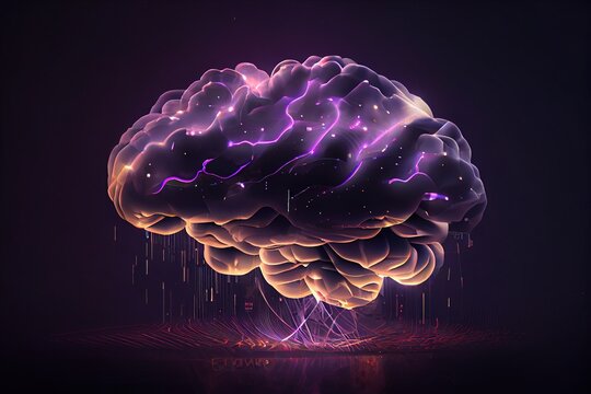 A computer generated image of a brain with lightning coming out of it's center affinity photo computer graphics computer art