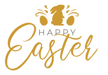 easter card with rabbit. Happy Easter vintage vector calligraphy text. Hand drawn lettering poster for Easter. Modern Handwritten brush type isolated on white background
