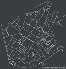 Street roads map of the MAROLLES-MAROLLEN QUARTER (MAROLLENWIJK), BRUSSELS
