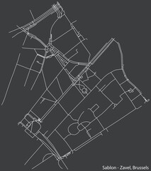 Street roads map of the SABLON-ZAVEL QUARTER (SABLONS-ZAVELWIJK), BRUSSELS
