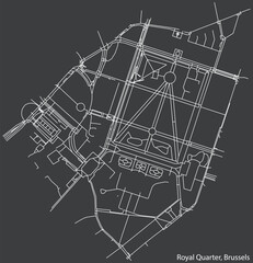 Street roads map of the ROYAL QUARTER (QUARTIER ROYAL, KONINGSWIJK), BRUSSELS