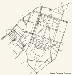 Street roads map of the ROYAL QUARTER (QUARTIER ROYAL, KONINGSWIJK), BRUSSELS