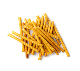 Bread Stick Isolated, Salted Breadstick, Crispy Grissini, Dry Homemade Pretzel, Bread Stick on White