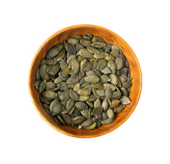 Pumpkin Seeds Isolated, Raw Pepita Grains, Scattered Green Healthy Nuts, Pumpkin Seed Group on White