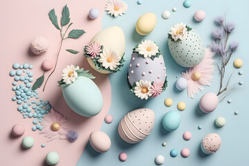 Fototapeta na wymiar Easter, easter bunny, eggs