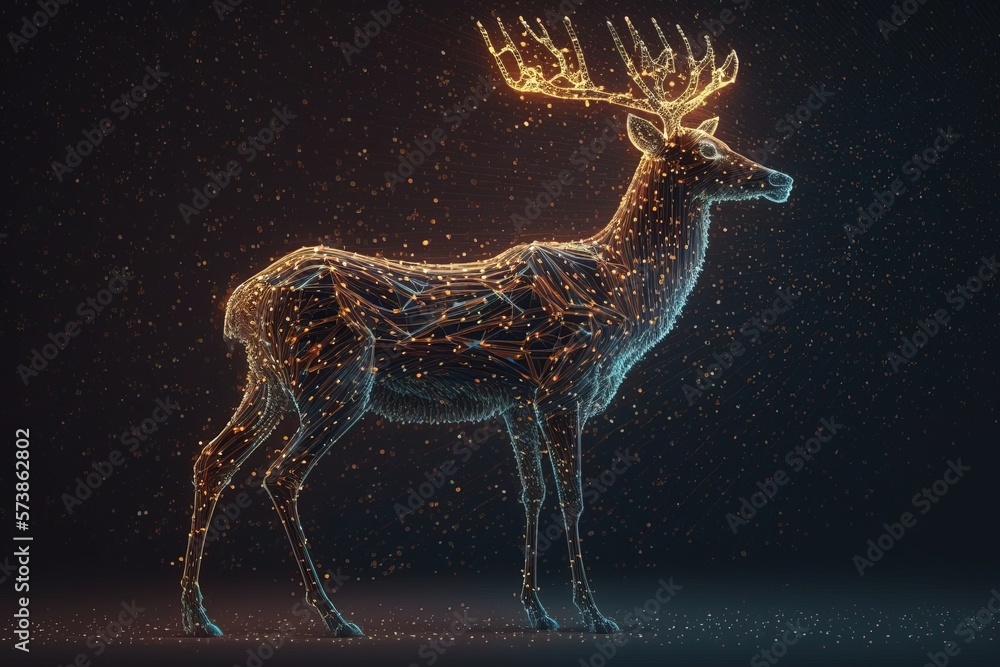 Poster a deer with a lot of lights on its head and antlers on its head octane renderer a 3d render generati