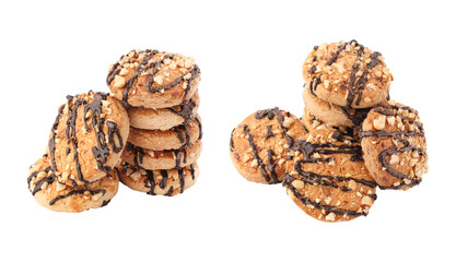Chocolate chip cookies isolated on transparent background	