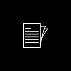  Document with check mark outline vector icon. Symbol, isolated on black background.  