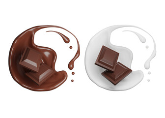 Chocolate  splasht png file , 3D Rendering, 3D illustration