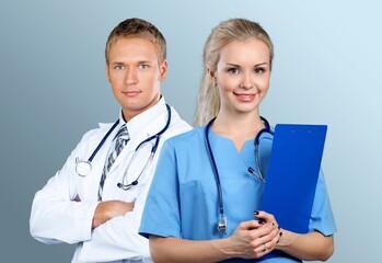 Doctor posing at hospital, healthcare concept