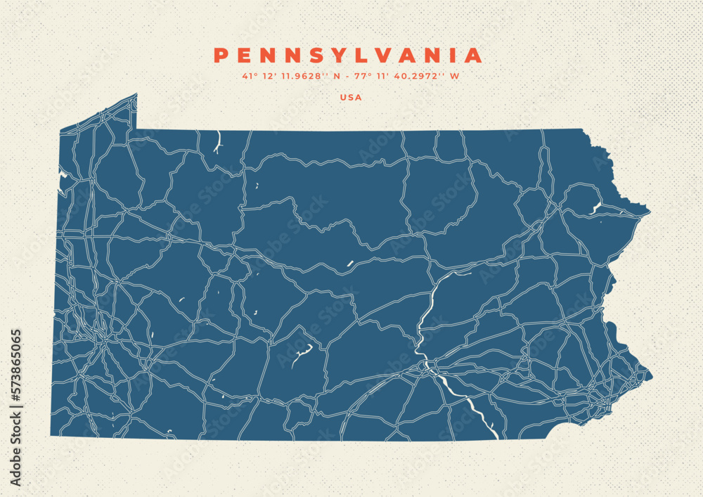 Wall mural Pennsylvania Map Poster and Flyer	