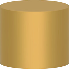 Tall gold 3d cylinder podium pedestal for product display and promotion, advertising, png isolated on transparent background, cut out, illustration.