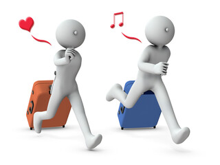 わくわくしながら出発する旅行客
