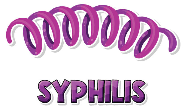 Treponema pallidum syphilis bacteria on white background