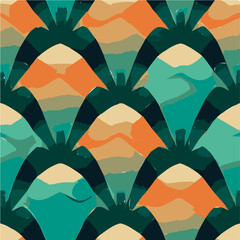 Seamless abstract background with leaves, tropical shapes, exotic flower pattern