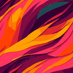 Abstract background with waves, seamless pattern of red, orange, pink bright colors