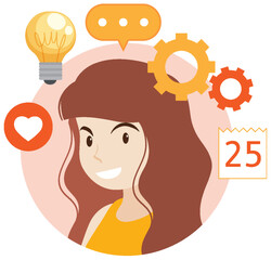 Working character flat design for web banner