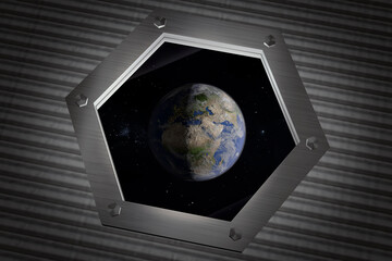Blick aus einem Raumschiff auf die Erde - 573869000