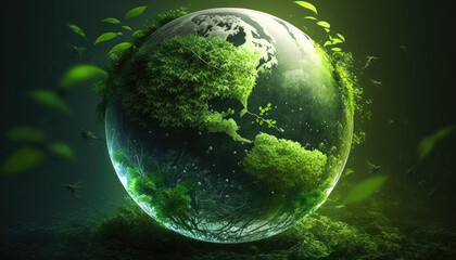 Fototapeta na wymiar Generative Ai Green Planet Earth
