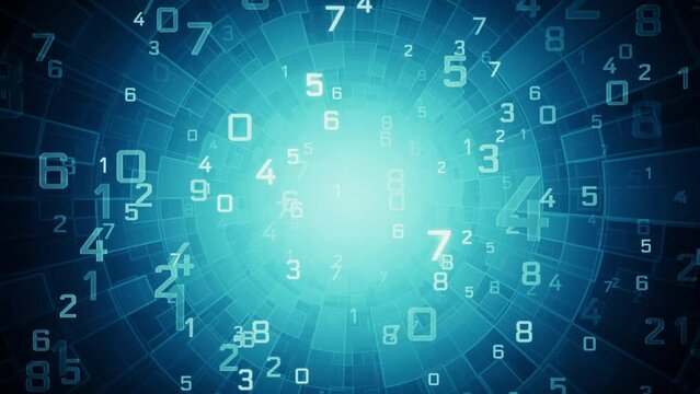 Numerology. Magic Tunnel (secret knowledge about the numbers). Esoteric background with numbers. Soft focus and depth of field. 3D animation.
Intro template for captions, title or text. 
