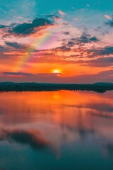 Fototapeta na wymiar Sunset & Rainbow