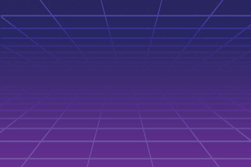 Retro Futurism Sci-Fi Background. glowing neon grid.and stars from vintage arcade computer games