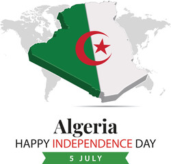 Algeria Independence Day, 3d rendering Afghanistan Independence Day illustration with 3d map and flag colors theme. - obrazy, fototapety, plakaty