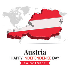Fototapeta premium Austria Independence Day, 3d rendering Afghanistan Independence Day illustration with 3d map and flag colors theme