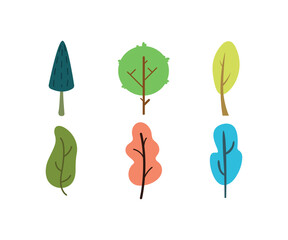 Obraz premium tree icons set vector illustration