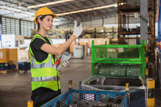 Industrial acceptance sampling plan by attribute or lot quality assurance sampling production quality test check process by technician engineer inspector worker in factory.