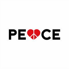 Peace letter design with heart and peace symbol on letter A.