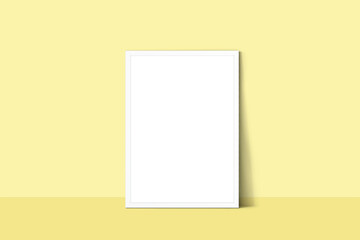 Fototapeta premium Frame mockup on yellow background, 3D render