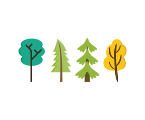 tree and plant icons set illustration