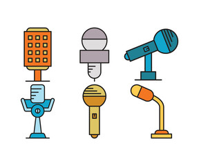 microphone icons set vector illustration