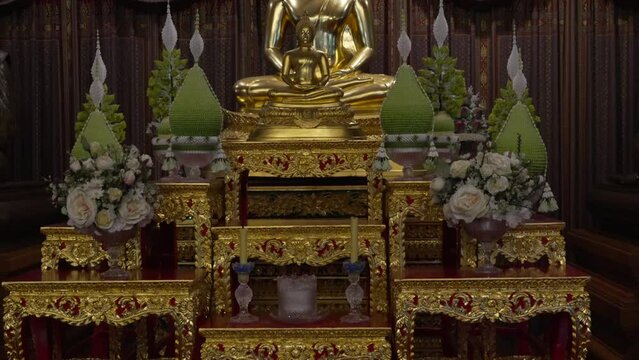 Buddha shrine at Wat Paknam Bhasicharoen Bangkok Thailand