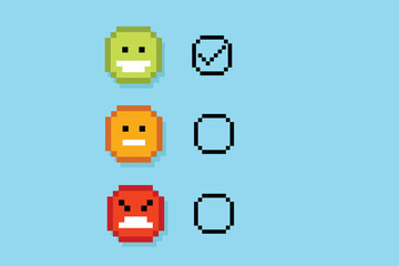 select happy on satisfaction evaluation.8-bit Pixel art.
