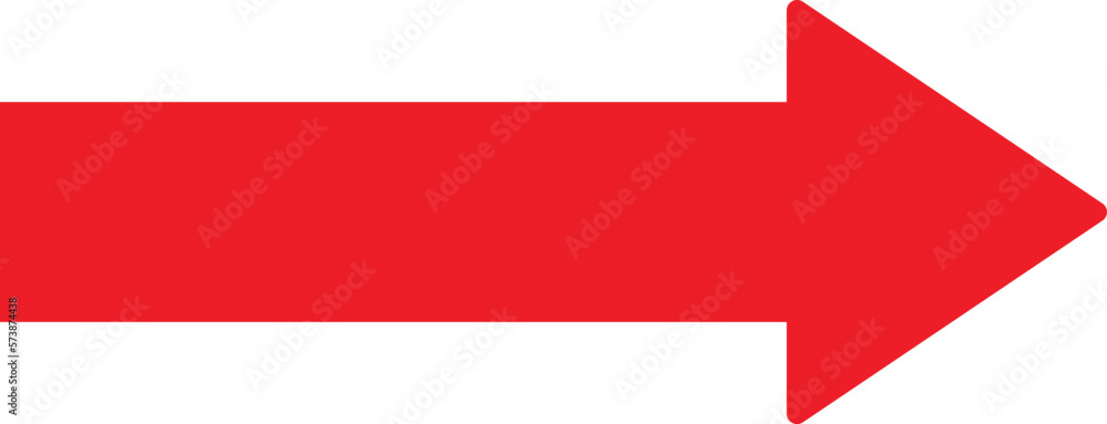 Poster red arrow right vector direction isolated on a white background. simple red arrow