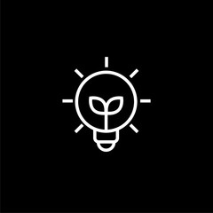 Light bulb line icon isolated on black background. 