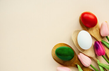 Easter eggs as the color of the Italian flag patriotic holiday background for Italy	