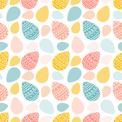 Easter eggs on white background, vector seamless pattern