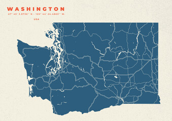 Washington Map Vector Poster and Flyer