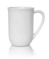empty white cup isolated with reflect floor for mockup