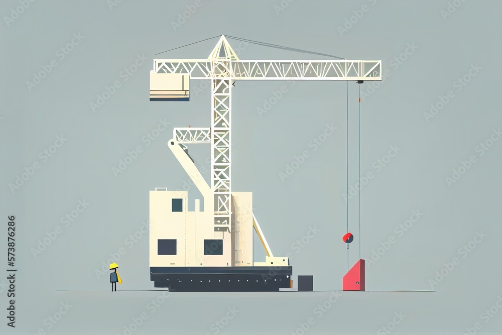 Aufkleber a man standing next to a large crane on top of a building under construction with a crane game art a