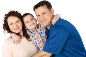 Portrait of Happy Family with Son, Isolated on Transparent Background