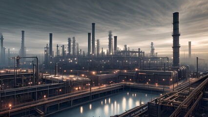 Obraz premium Industrial factory, Generative AI
