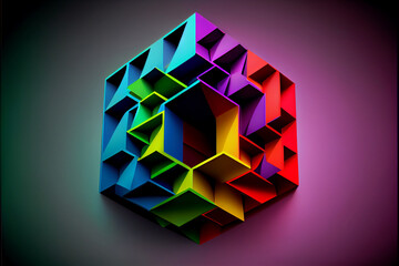 Abstract background of colored cubes illustration. Generative AI