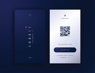 Stylish Blue Vertical Business Card Template with Modern Metallic Accents - Editable Vector Design